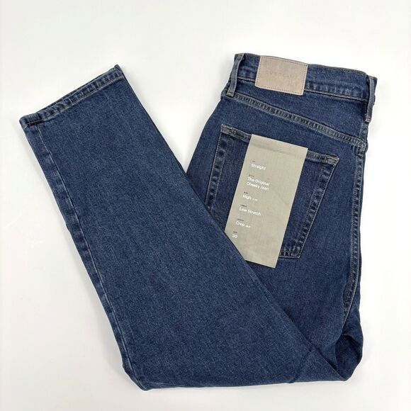 Everlane Women 30 Curvy Cheeky Jean High Rise Crop Straight Washed Midnight NWT - Picture 4 of 8